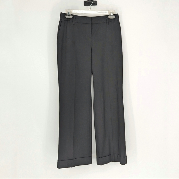Loft Julie Wide Leg Cuff Hem Trouser Black 2P Business casual classic preppy - Picture 1 of 8